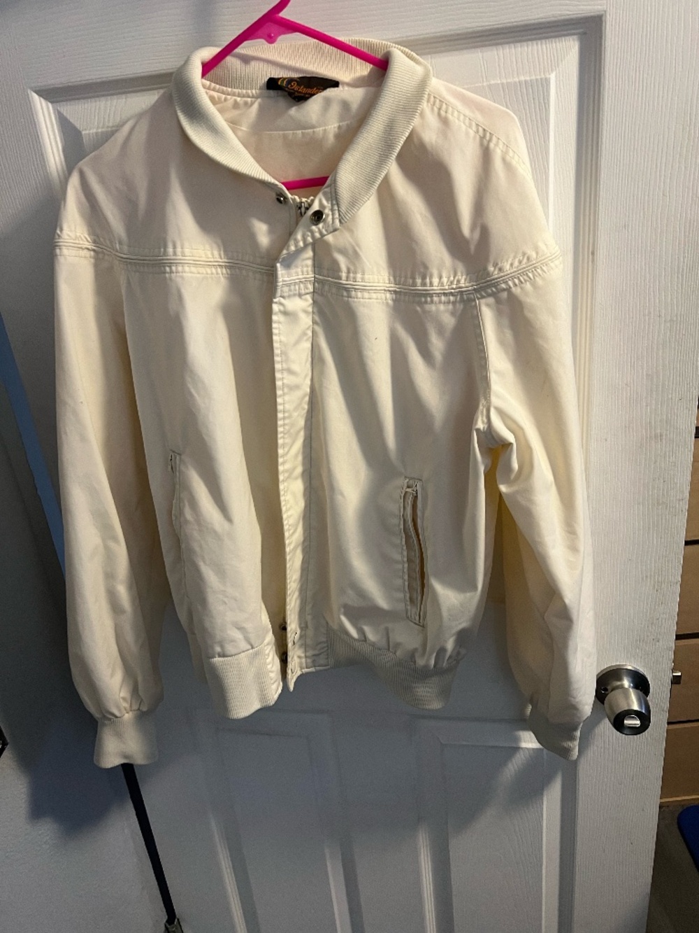 Vintage Islander Ivory Windbreaker Bomber Jacket